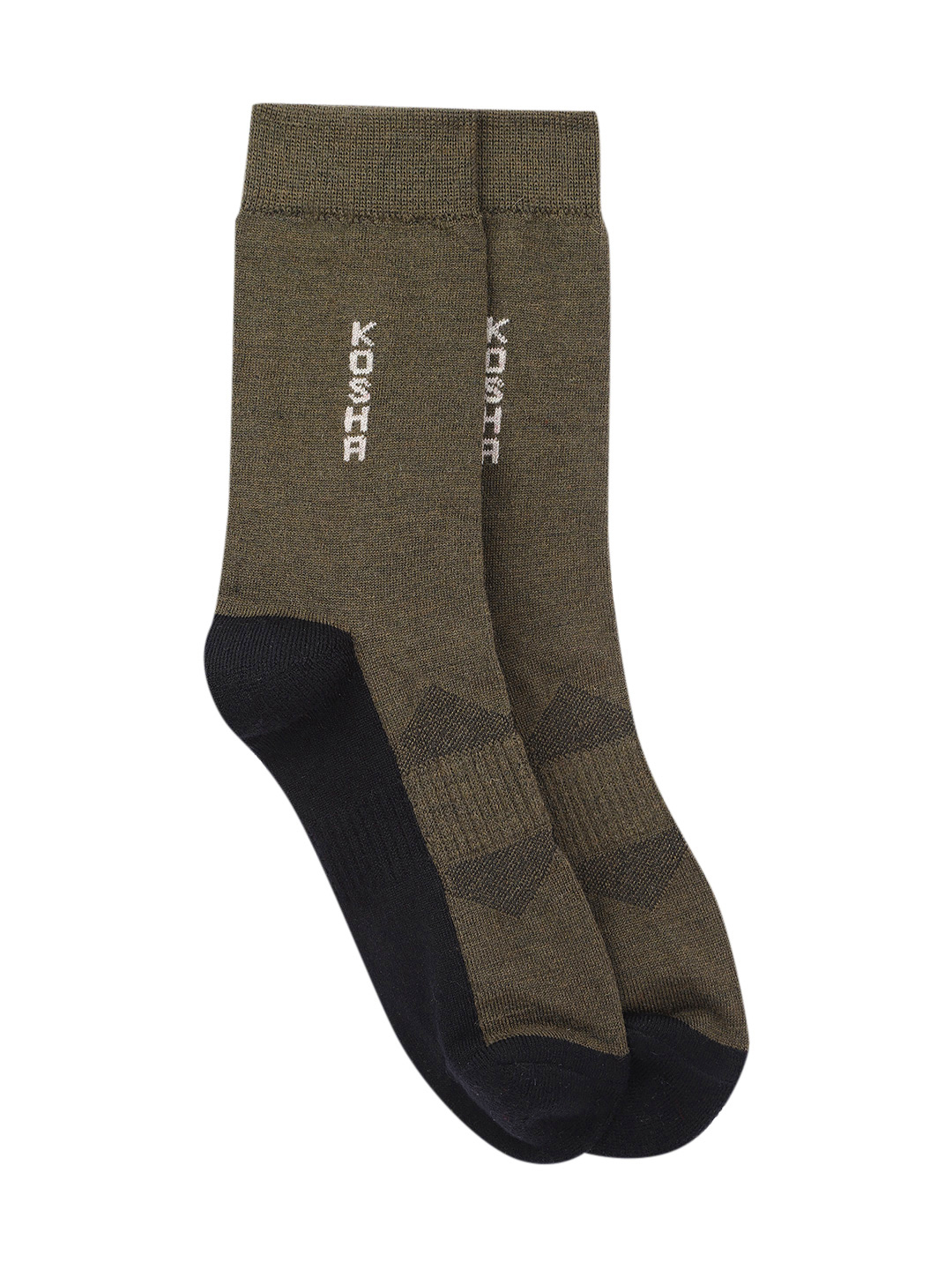 Cushioned Merino Wool Olive-Black Regular Socks | Men